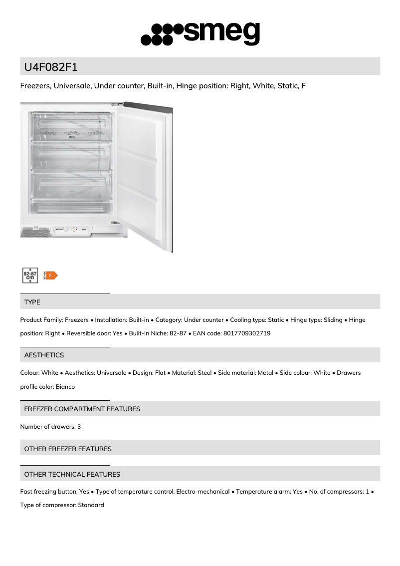 Página 1 del manual Folleto Smeg U4F082F1