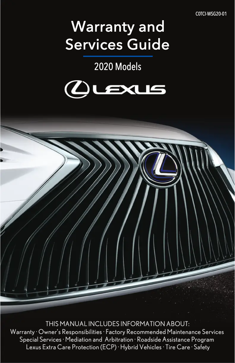 Página 1 del manual Información de garantía Lexus RX 450H (2020)