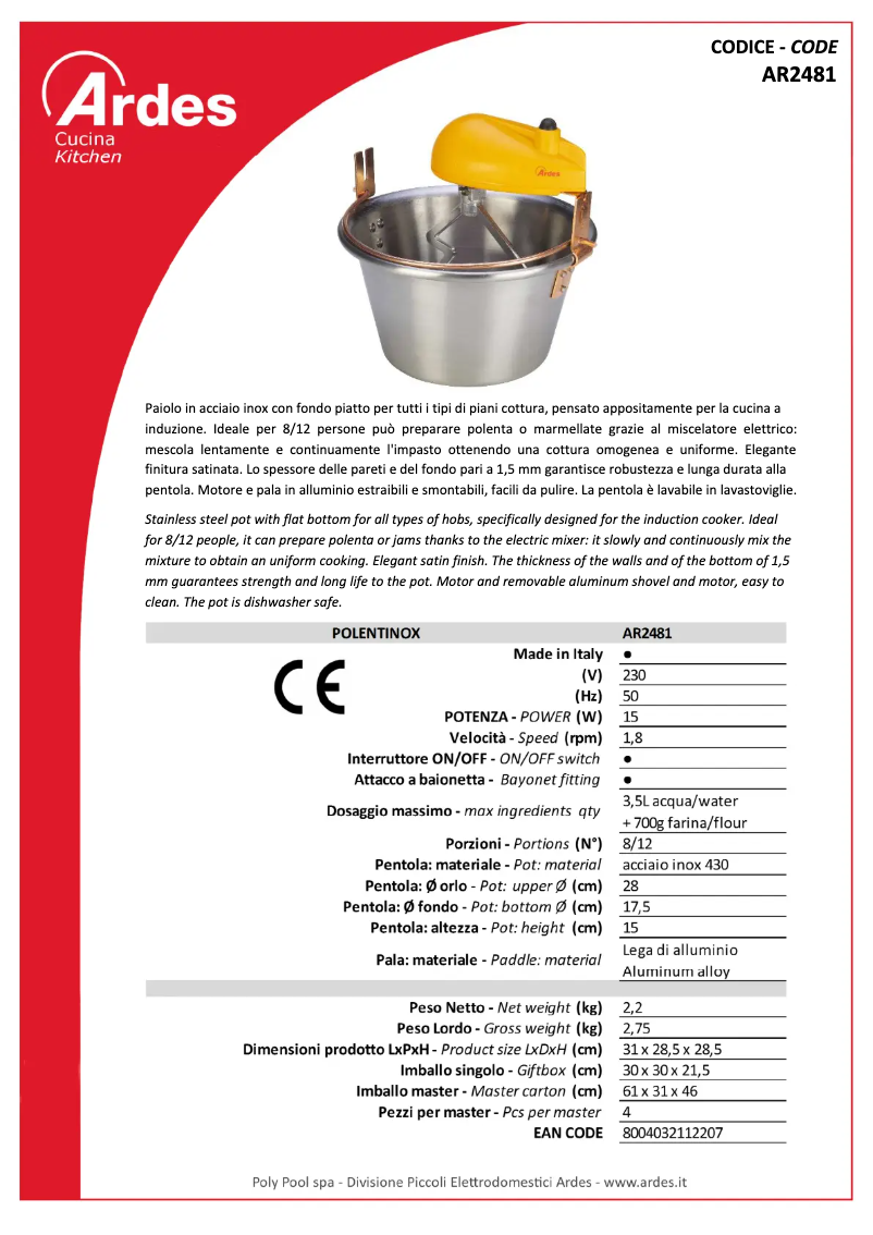 Página 1 del manual Ficha técnica Ardes AR2481