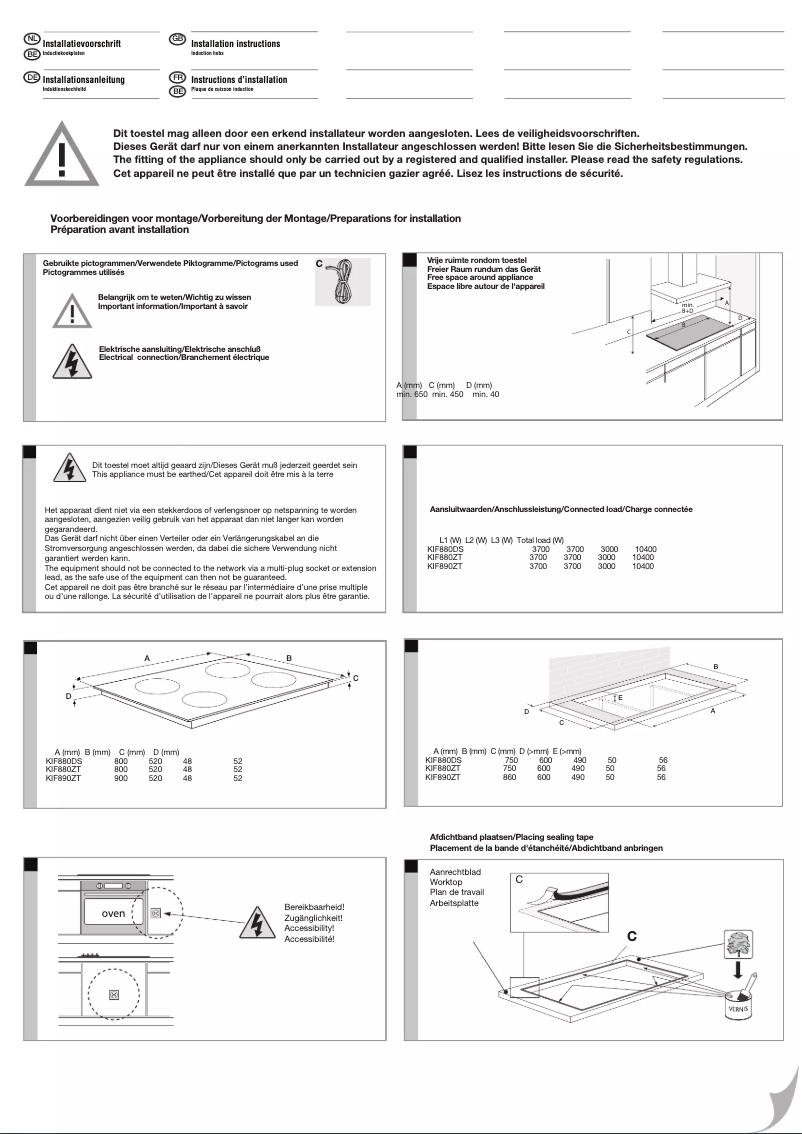 Imagen de la primera página del manual del dispositivo KIF880ZT