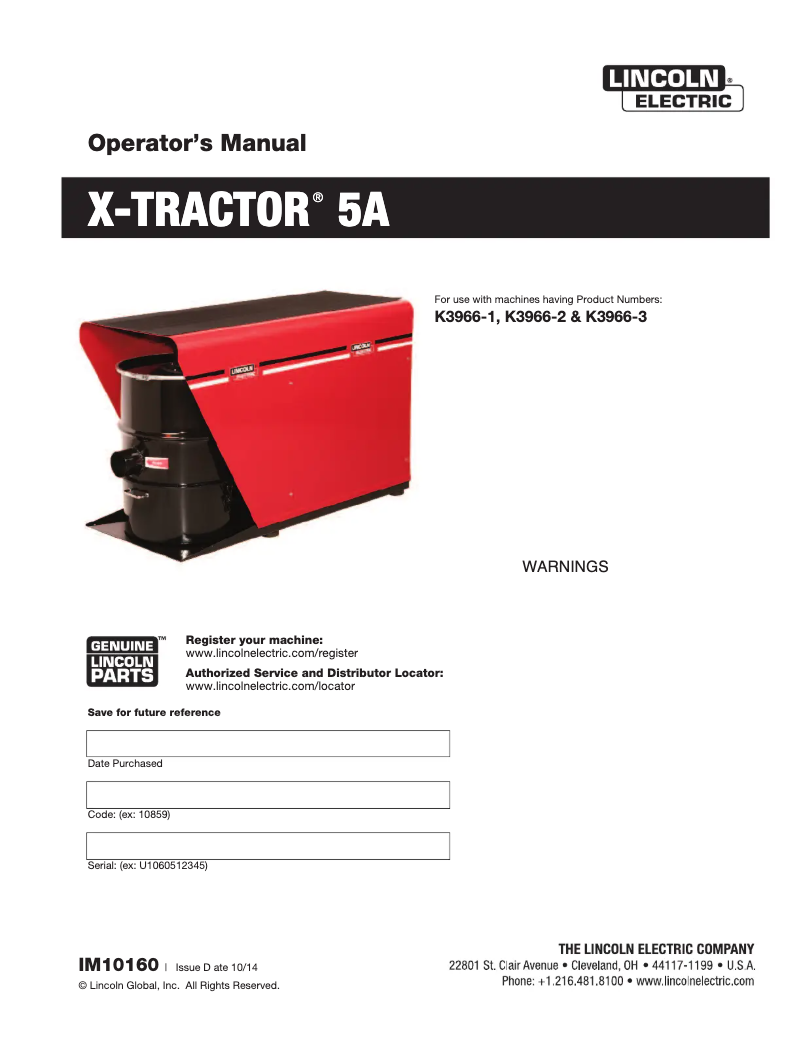 Imagen de la primera página del manual del dispositivo X-Tractor 5A