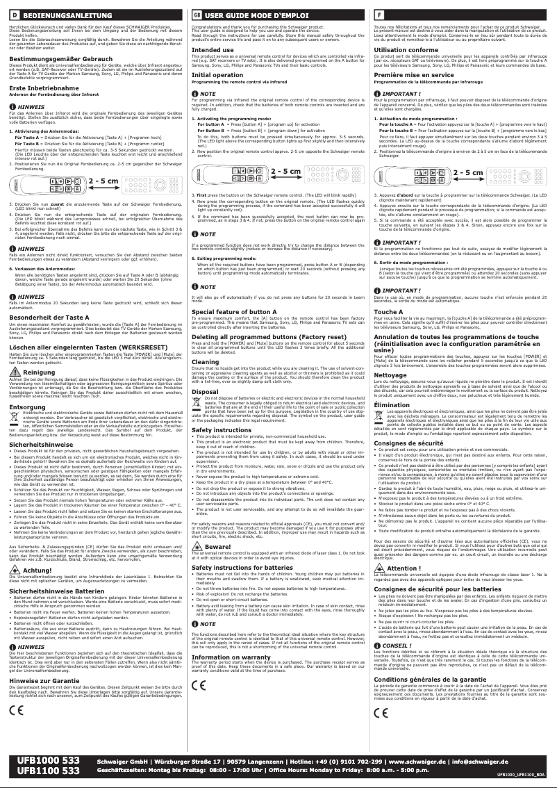 Imagen de la primera página del manual del dispositivo UFB1000 533