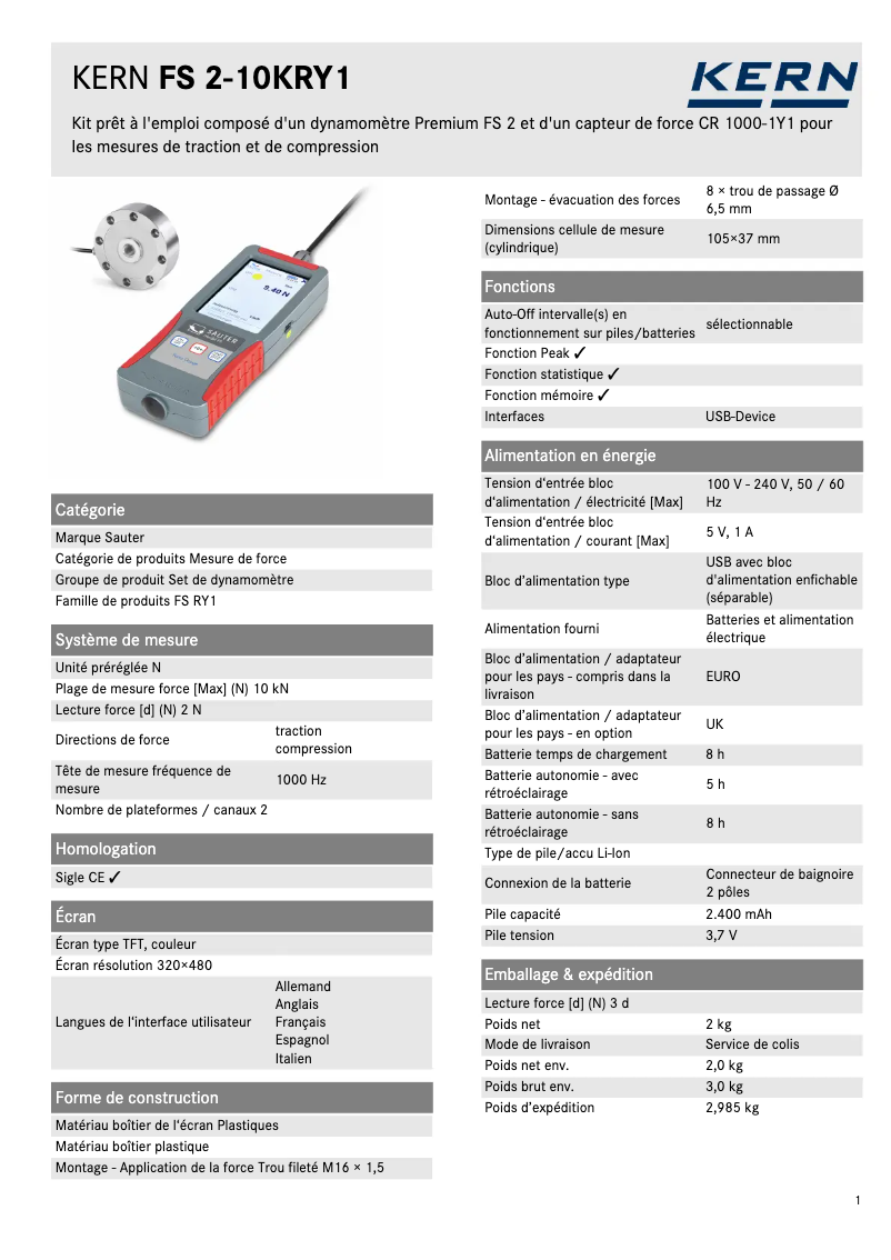 Imagen de la primera página del manual del dispositivo FS 2-10KRY1