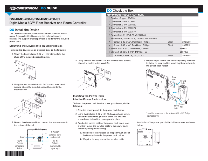 Imagen de la primera página del manual del dispositivo DM-RMC-200-S2