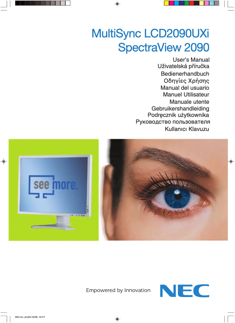 Imagen de la primera página del manual del dispositivo SpectraView 2090