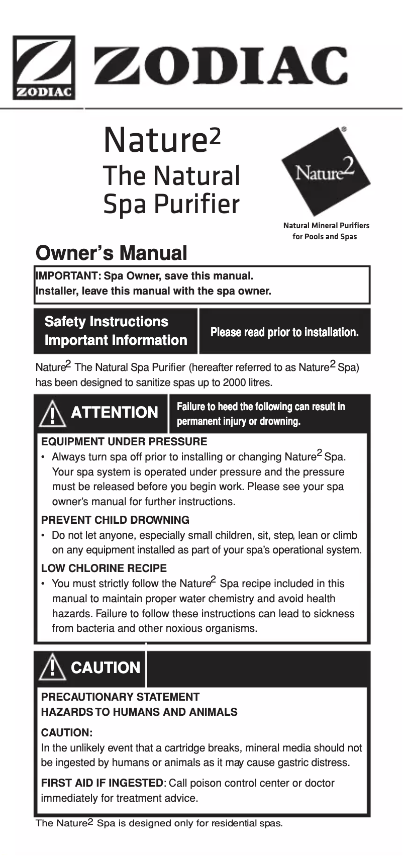 Página 1 del manual Manual de usuario Zodiac Nature2