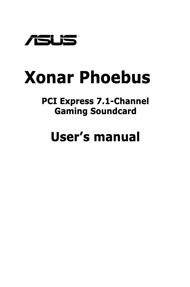 Imagen de la primera página del manual del dispositivo ROG Xonar Phoebus