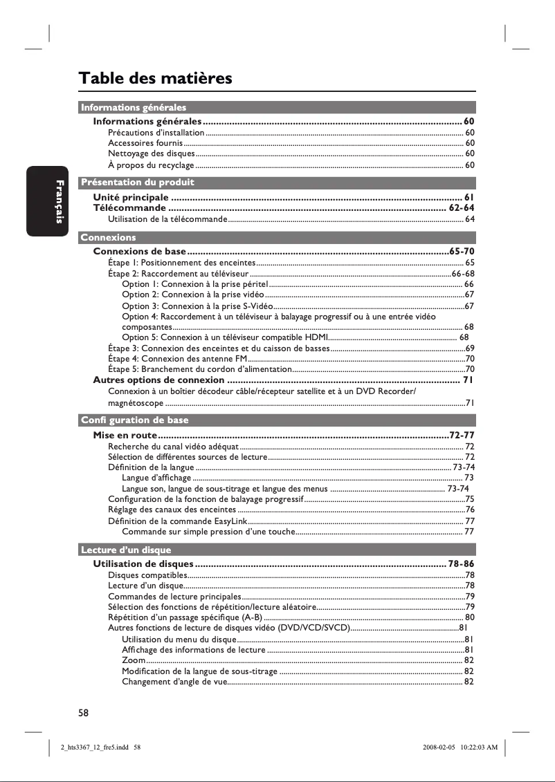 Imagen de la primera página del manual del dispositivo HTS3367