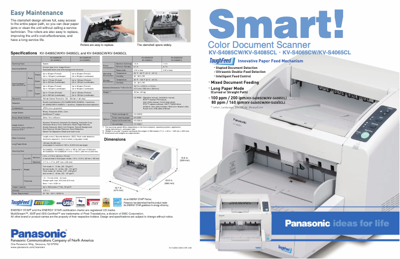 Página 1 del manual Manual de usuario Panasonic KV-S4085CL