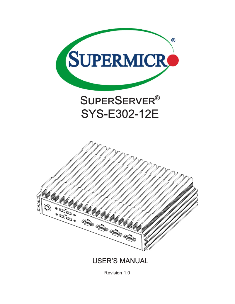 Imagen de la primera página del manual del dispositivo SuperServer SYS-E302-12E