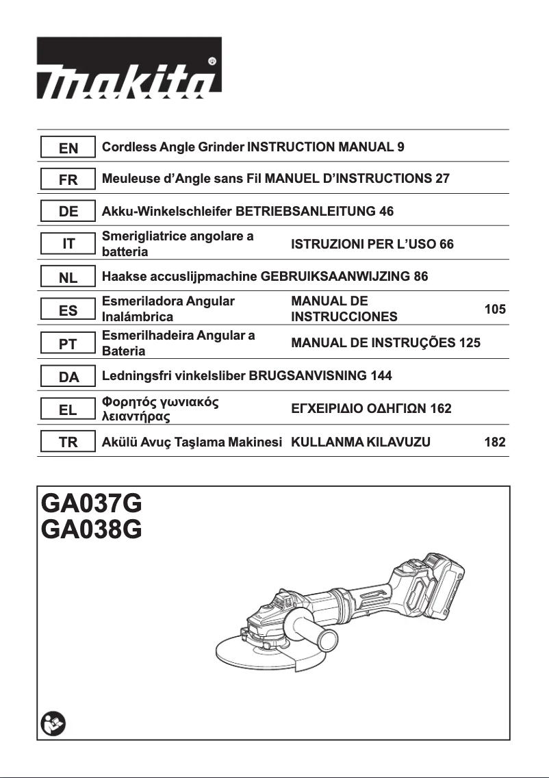 Página 1 del manual Manual de usuario Makita GA038GZ07