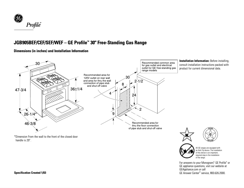 Imagen de la primera página del manual del dispositivo JGB905BEFBB