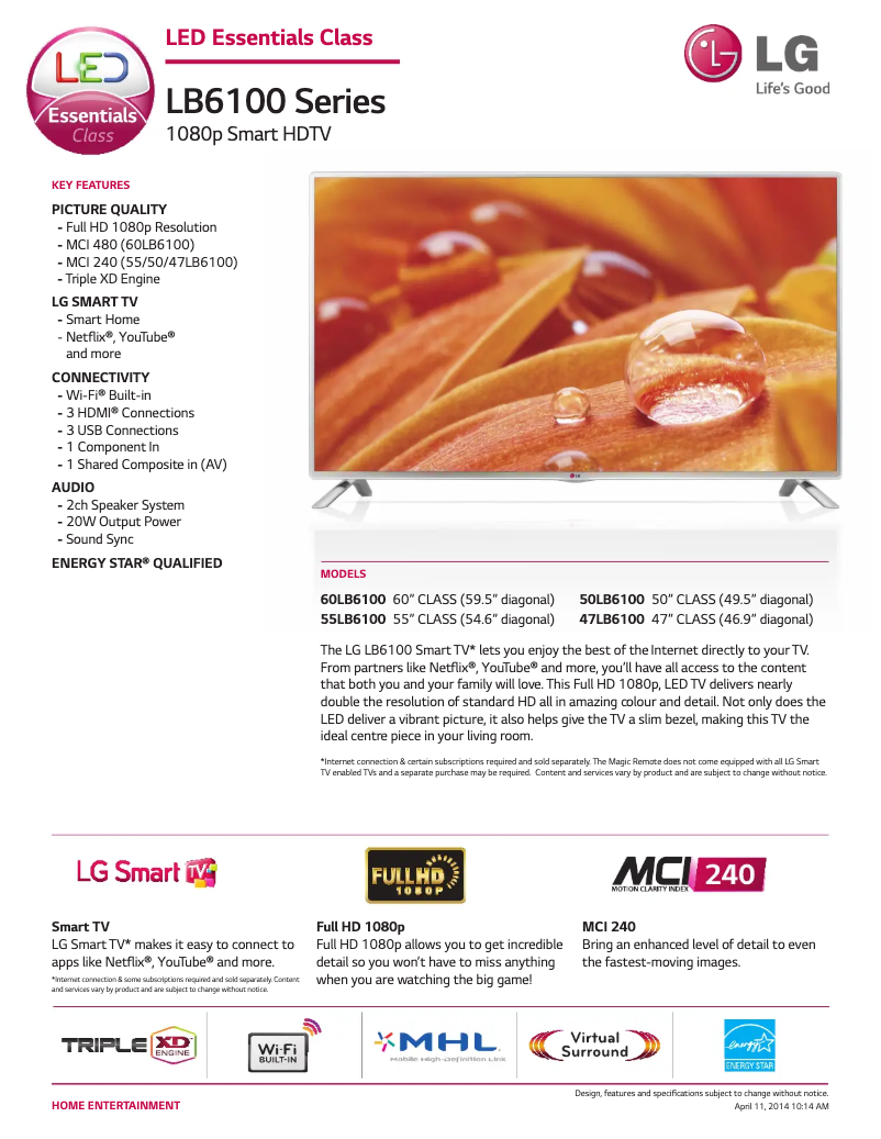 Imagen de la primera página del manual del dispositivo 50LB6100