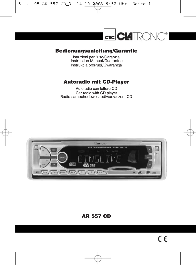 Página 1 del manual Manual de usuario Clatronic AR 557