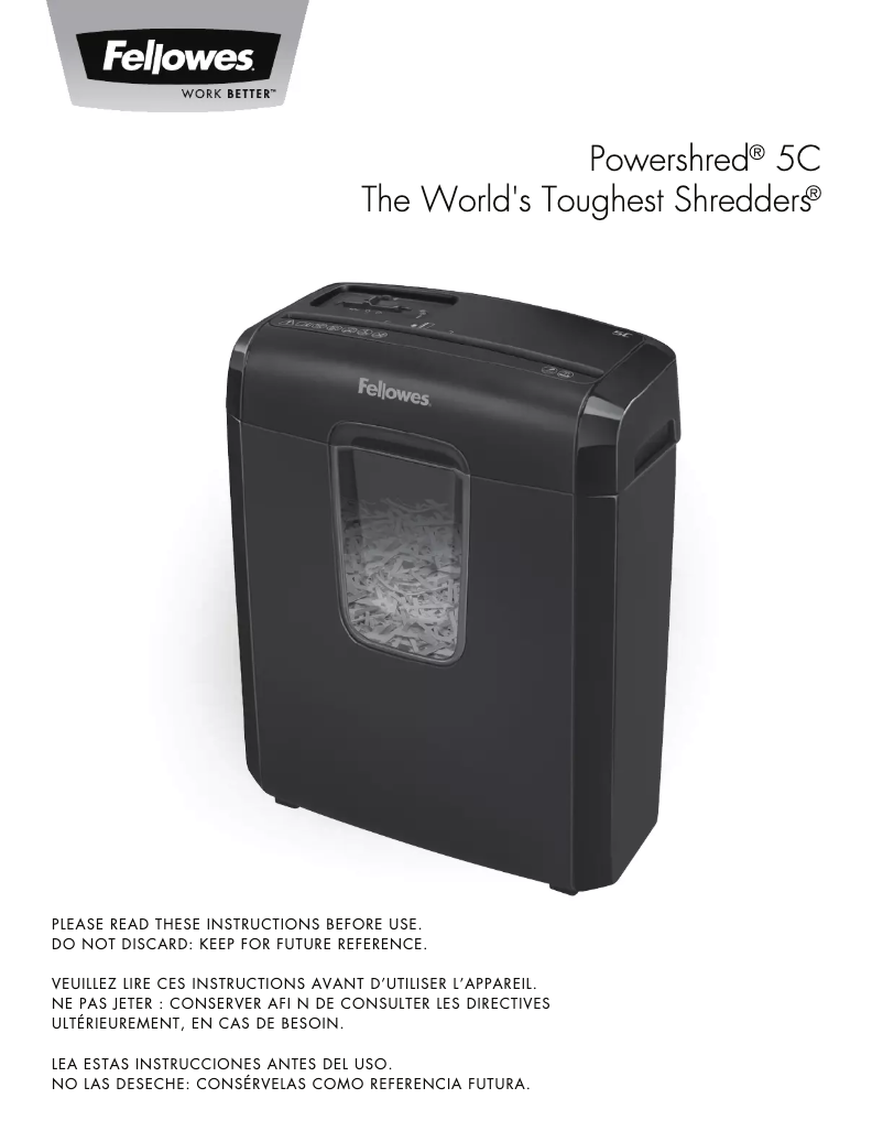 Página 1 del manual Manual de usuario Fellowes Powershred 5C