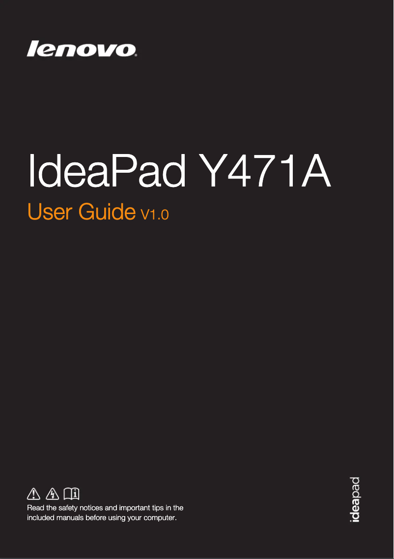 Imagen de la primera página del manual del dispositivo IdeaPad Y471A