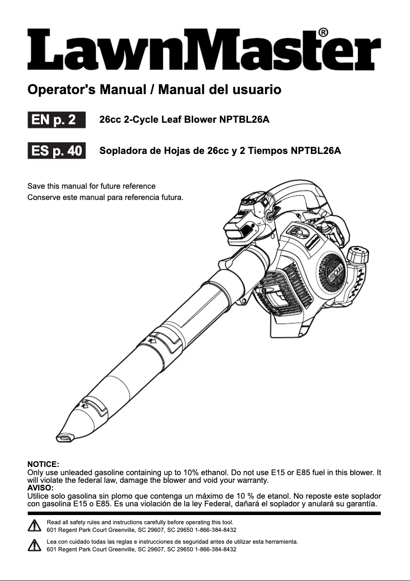 Imagen de la primera página del manual del dispositivo NPTBL26A