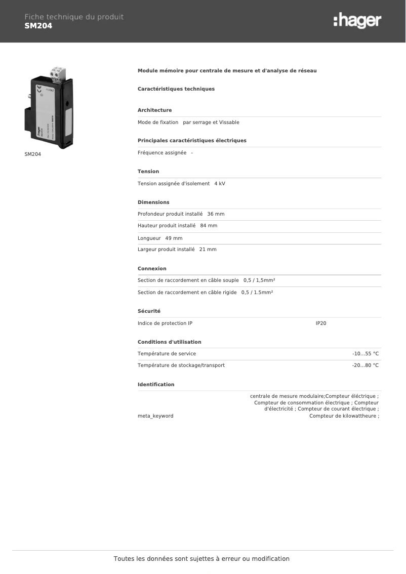 Imagen de la primera página del manual del dispositivo SM204