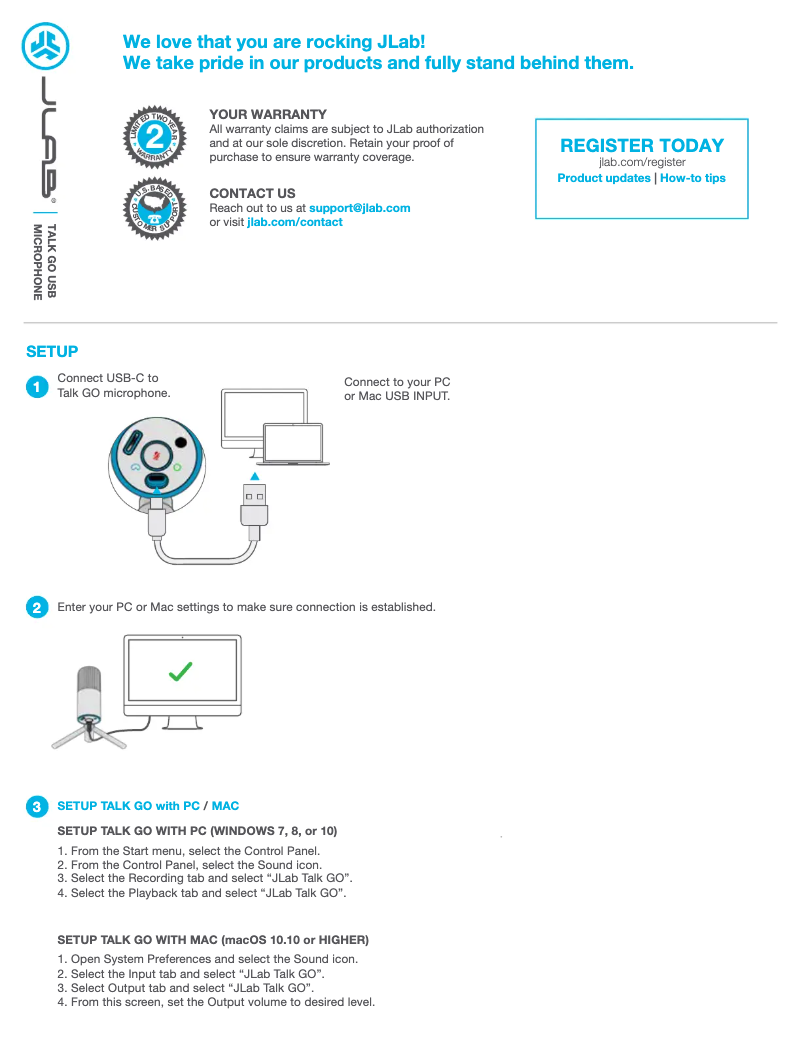 Imagen de la primera página del manual del dispositivo Talk Go