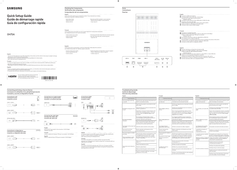 Imagen de la primera página del manual del dispositivo OH75A