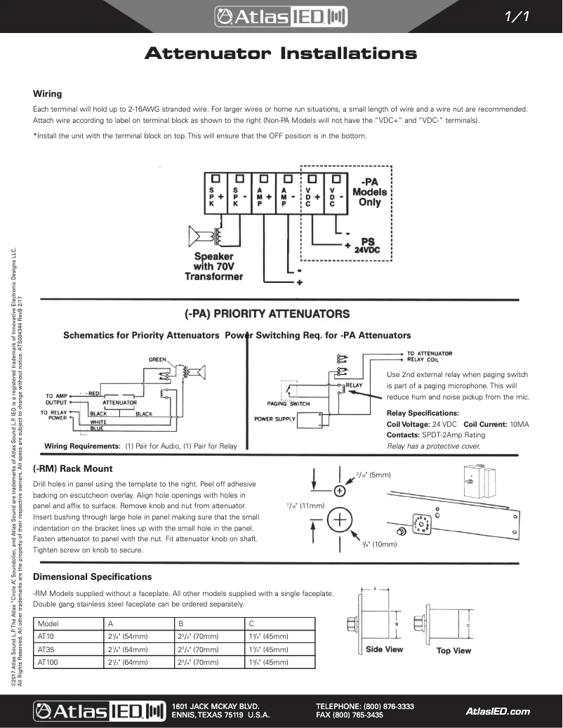 Imagen de la primera página del manual del dispositivo AT100-PA