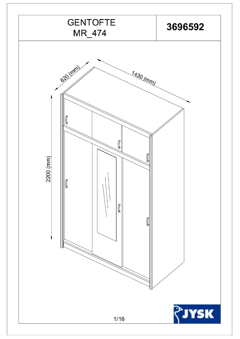 Página 1 del manual Manual de usuario JYSK Gentofte (143x220x62)