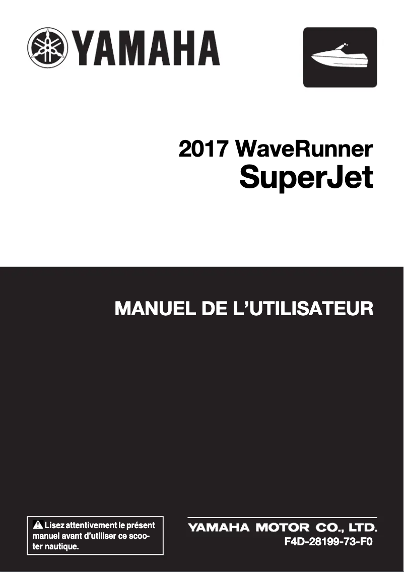 Imagen de la primera página del manual del dispositivo WaveRunner SuperJet (2017)