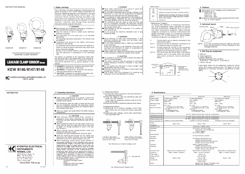 Página 1 del manual Manual de usuario Kyoritsu KEW 8148
