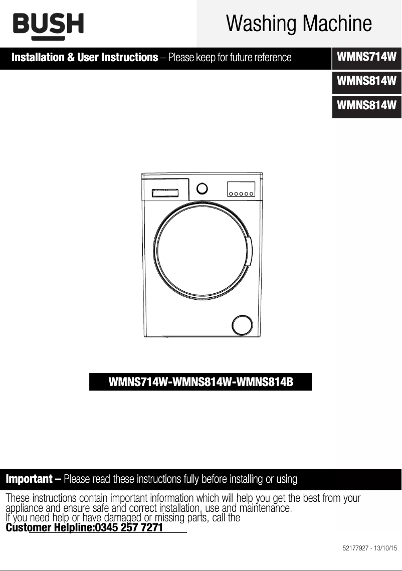 Imagen de la primera página del manual del dispositivo WMNS714W