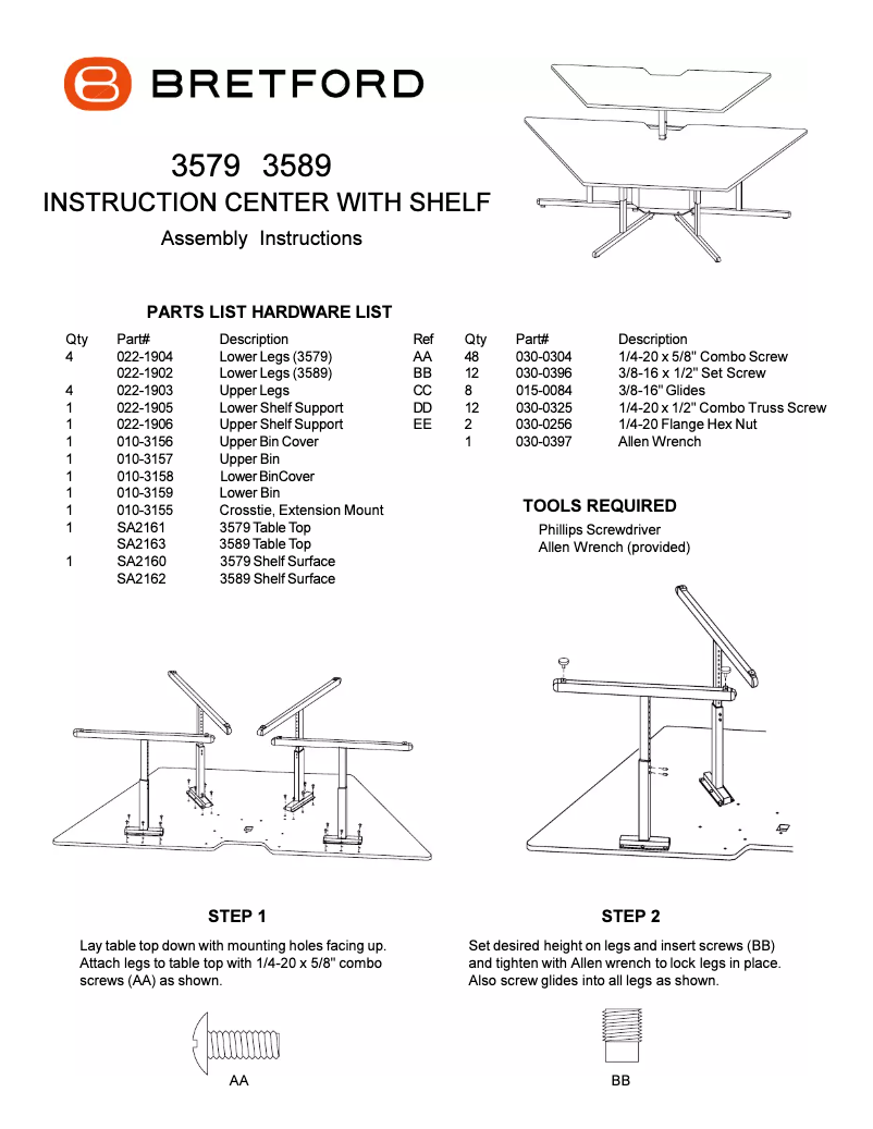 Página 1 del manual Manual de usuario Bretford 3589-GML