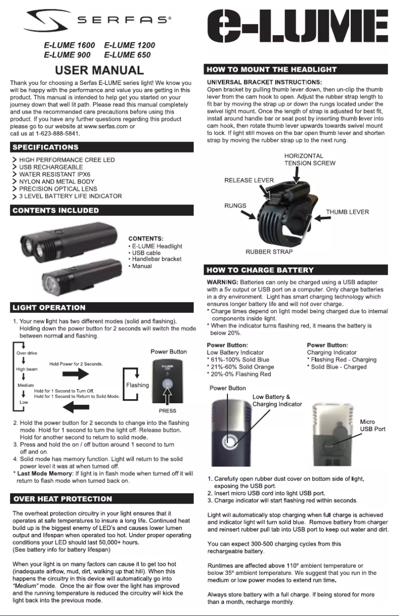 Imagen de la primera página del manual del dispositivo E-LUME 650