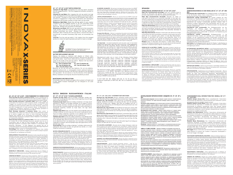 Imagen de la primera página del manual del dispositivo Inova X5