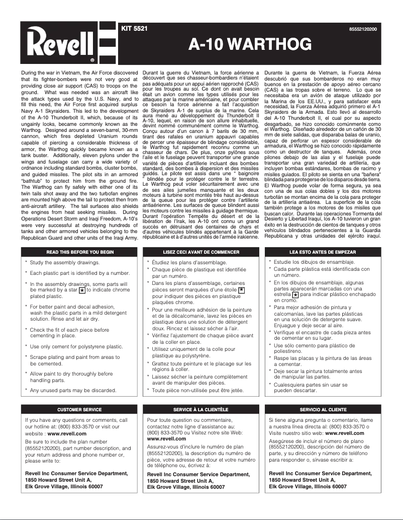 Imagen de la primera página del manual del dispositivo A-10 Warthog