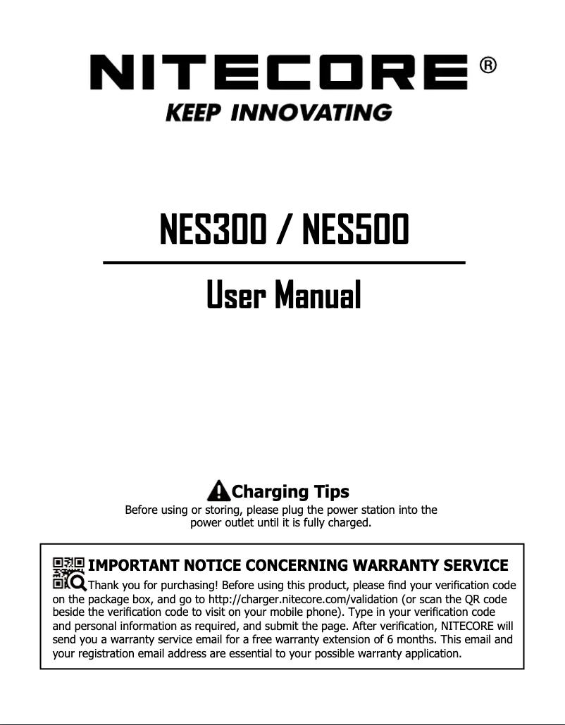 Página 1 del manual Manual de usuario Nitecore NES500