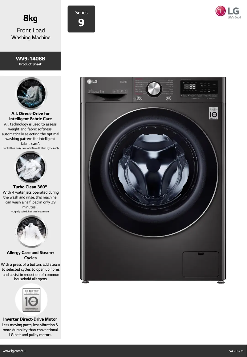 Página nº 1 - Ficha técnica LG WV9-1408B