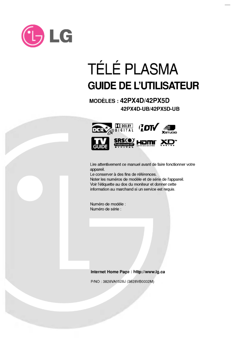 Imagen de la primera página del manual del dispositivo 42PX5D