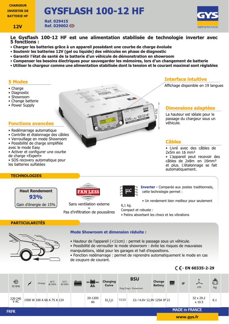 Imagen de la primera página del manual del dispositivo Gysflash 100.12 HF