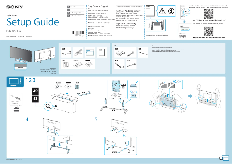 Imagen de la primera página del manual del dispositivo Bravia XBR-49X800D