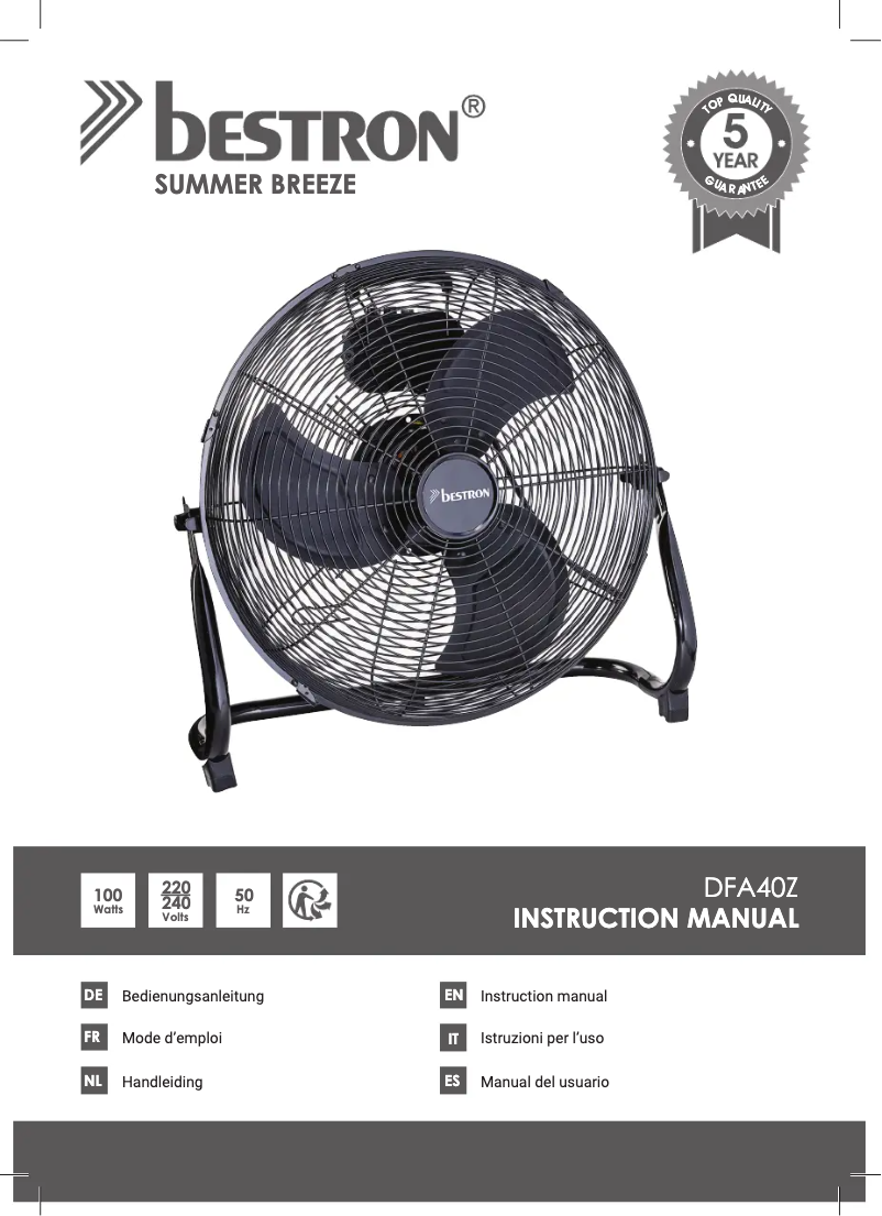 Imagen de la primera página del manual del dispositivo Summer Breeze DFA40Z