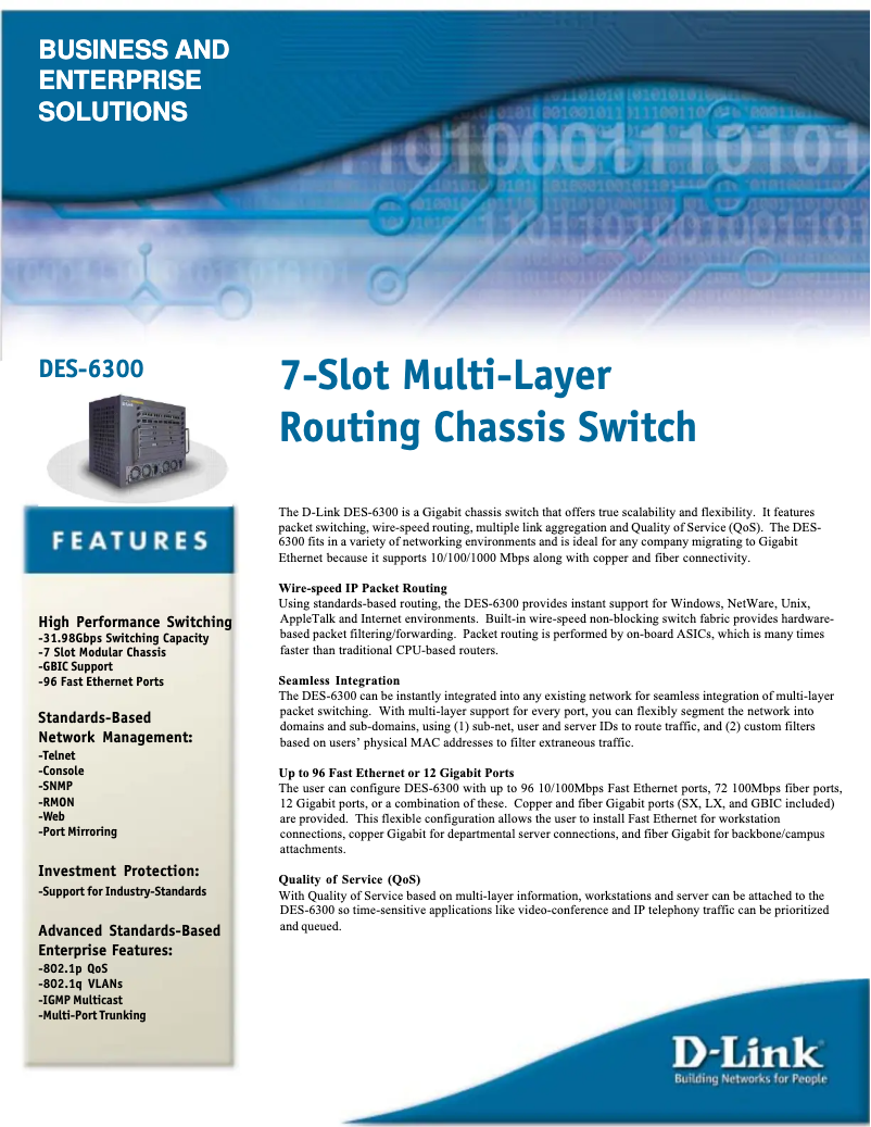 Imagen de la primera página del manual del dispositivo DES-6300