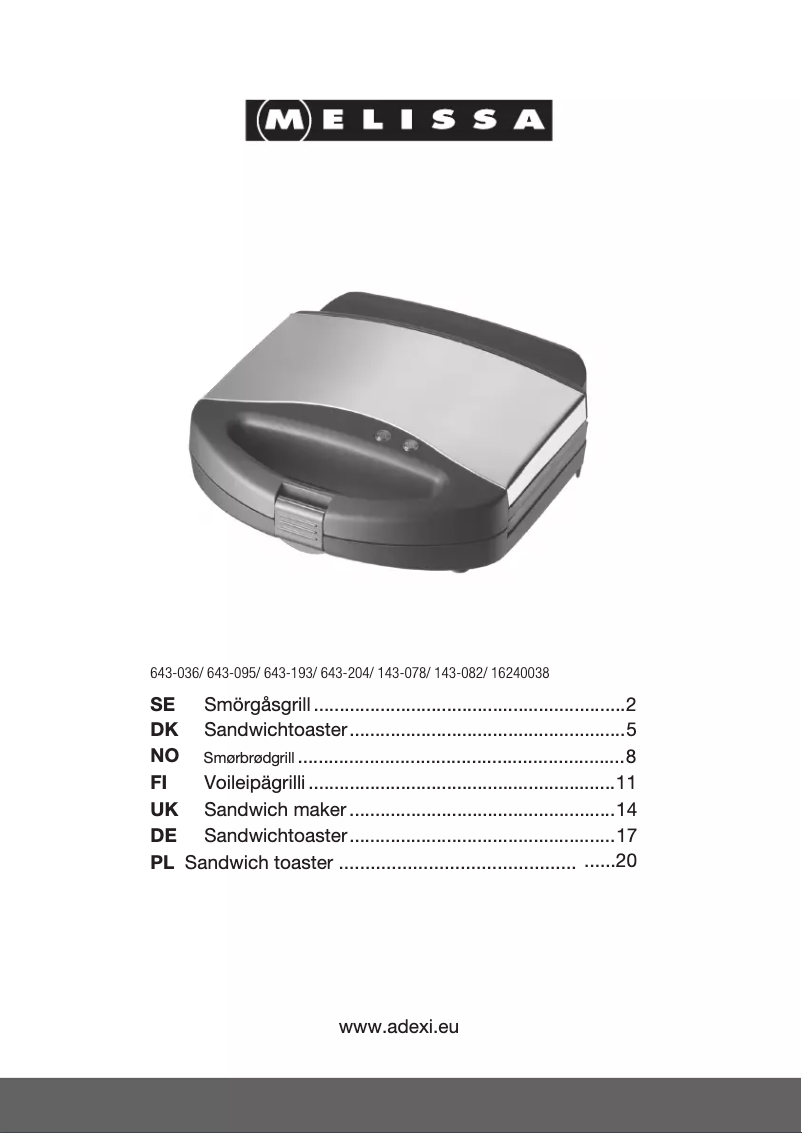 Imagen de la primera página del manual del dispositivo 143-082