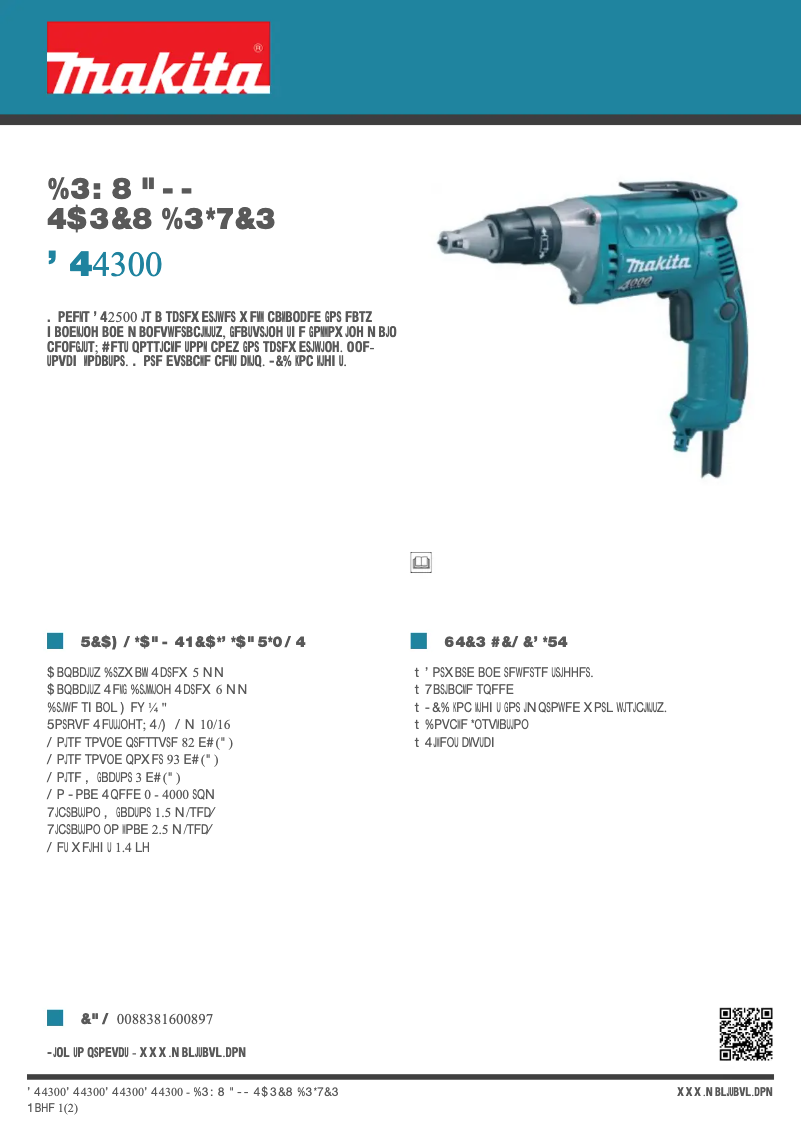 Página 1 del manual Ficha técnica Makita FS4300
