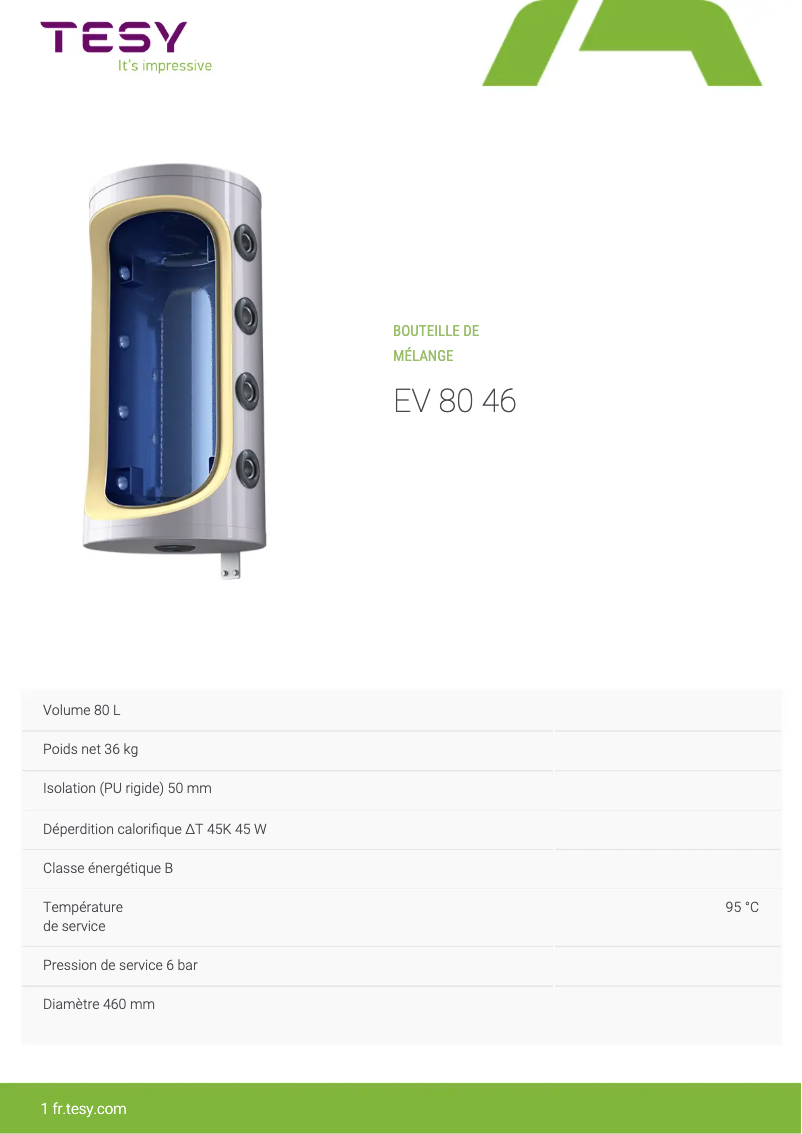 Página 1 del manual Manual de usuario Tesy EV 80 46
