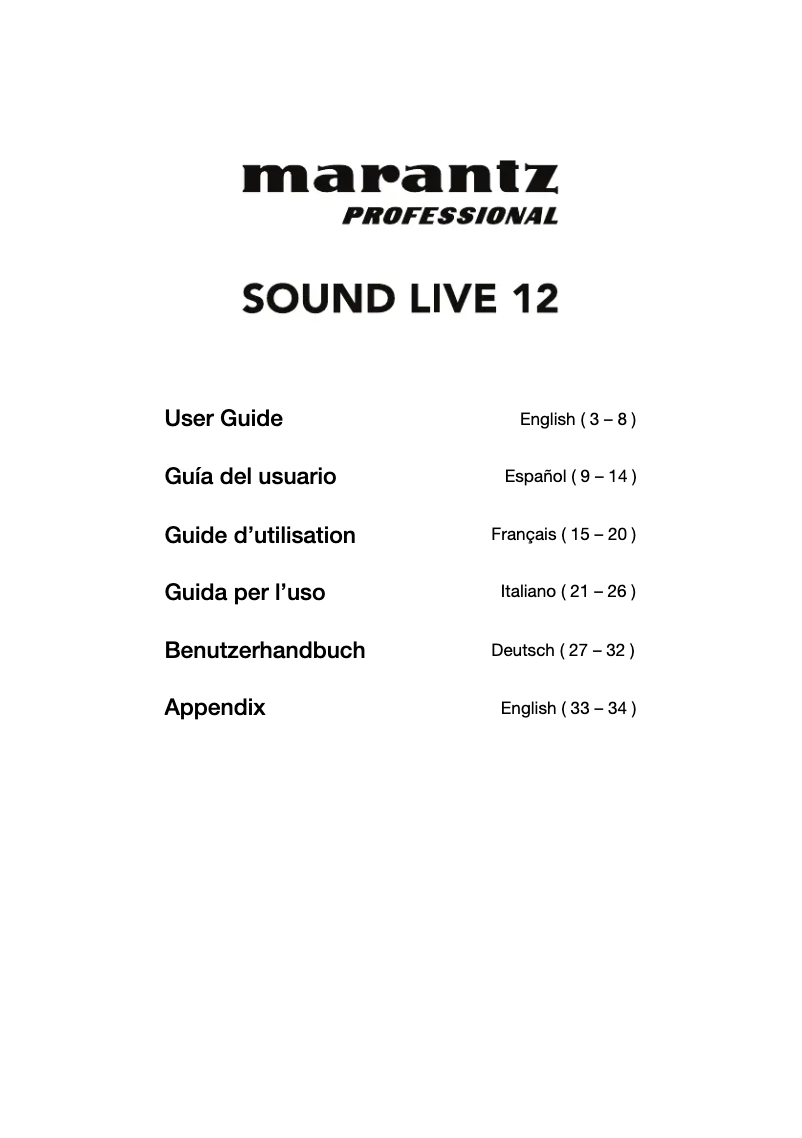Página 1 del manual Manual de usuario Marantz Sound Live 12