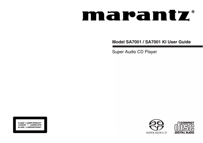 Página 1 del manual Manual de usuario Marantz SA7001 KI