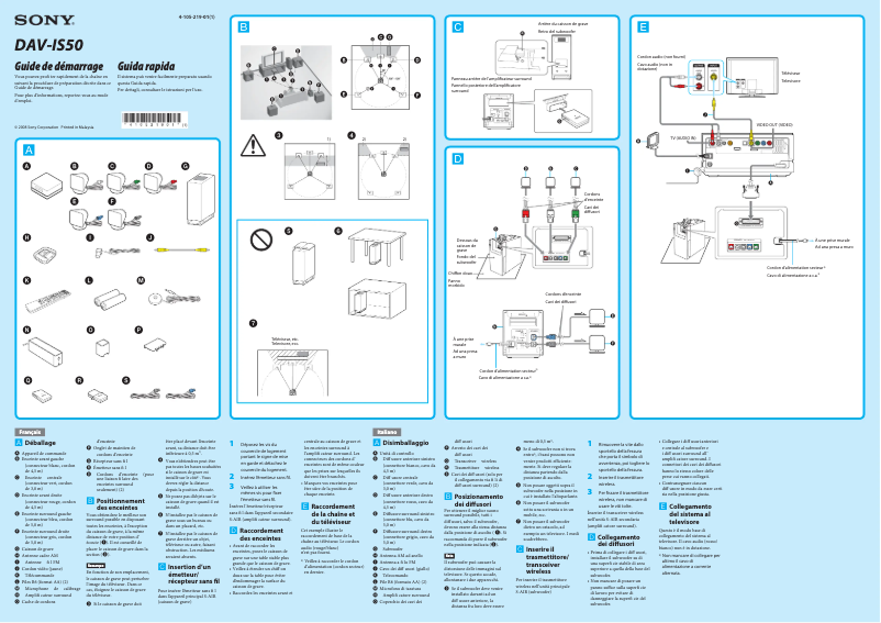 Página 1 del manual Guía de instalación Sony DAV-IS50