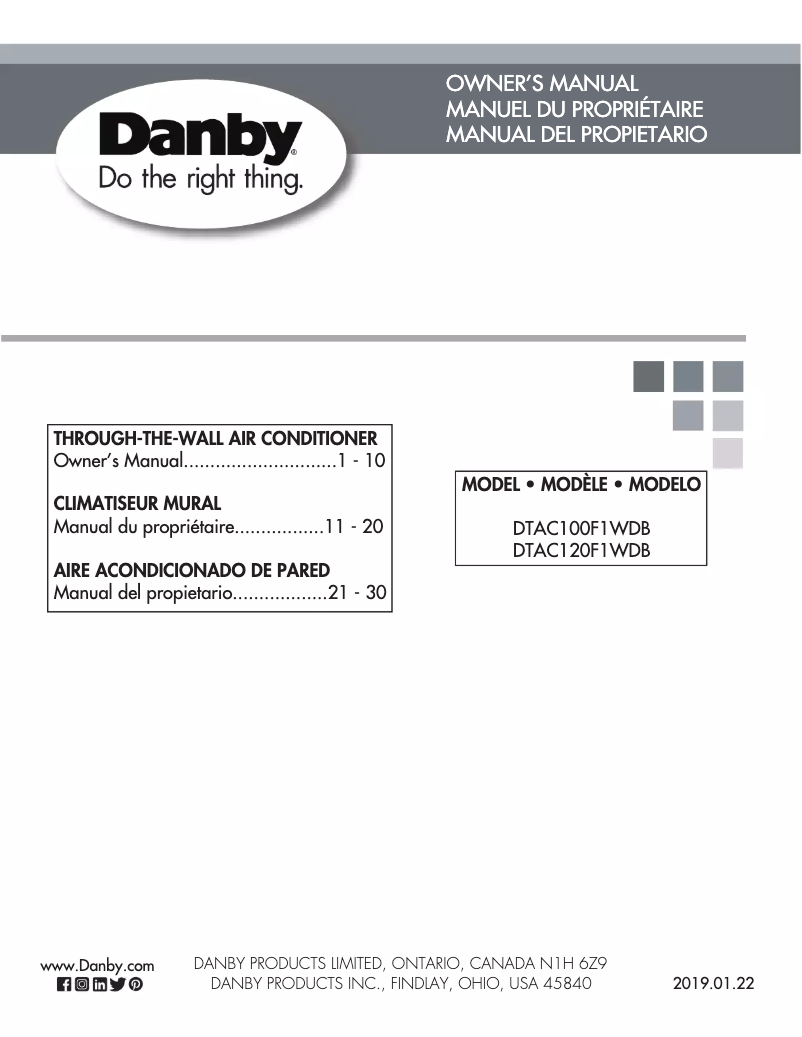 Página 1 del manual Manual de usuario Danby DTAC120F1WDB