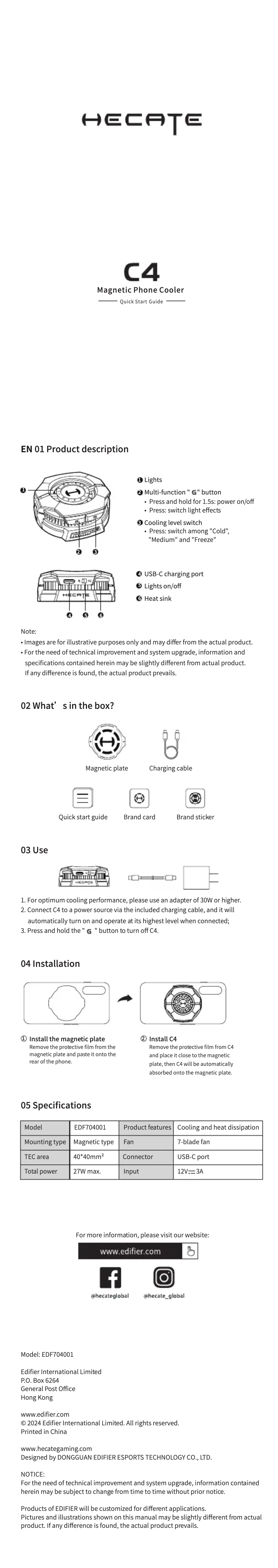 Imagen de la primera página del manual del dispositivo C4