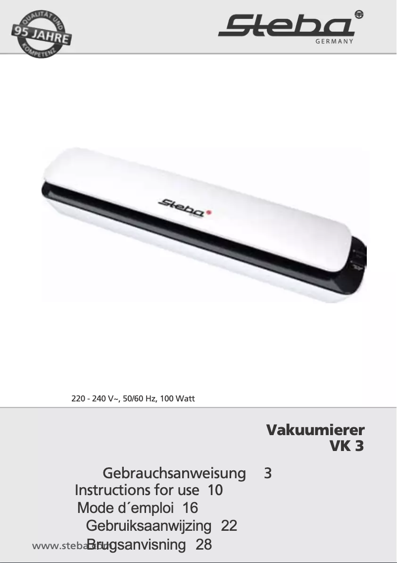 Página 1 del manual Manual de usuario Steba VK 3