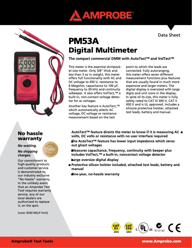 Imagen de la primera página del manual del dispositivo PM53A